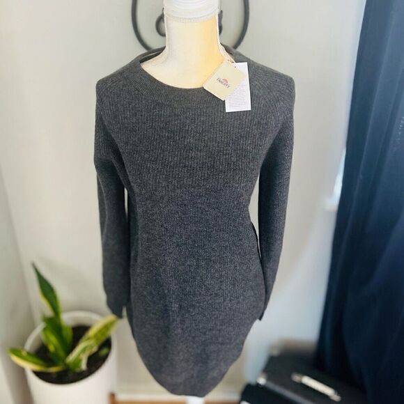 FAHERTY Stowe Cashmere Sweater Dress, 100%‎ Cashmere, Gray, Large, (12/14), NWT - Picture 9 of 16